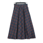 90s fashion Autumn and Winter Woolen Skirt Artistic Retro Plaid Large Swing Skirt Elastic Waist Mid-Length Square Dance Slimming A- Line